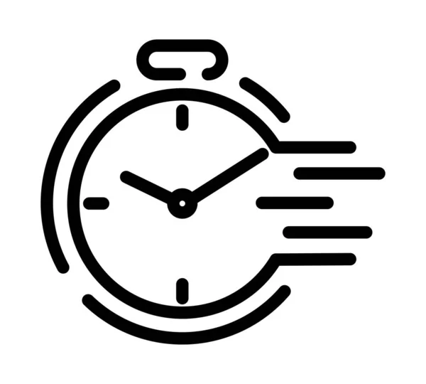 Zaman Simgesi Saat Piktogramı Için Düz Sembol Çizgi Vuruş Beyaz — Stok Vektör