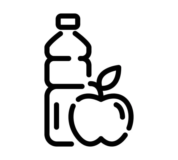 Appel Met Kcal Teken Fles Platte Pictogram Pictogram Voor Web — Stockvector