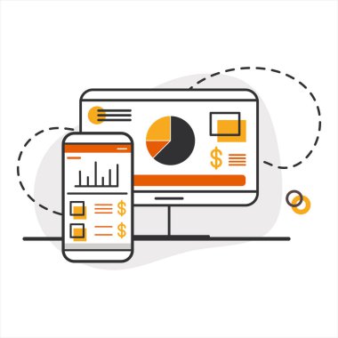 Bankacılık ve finansal ticaret illüstrasyonu. İnternet için finans yatırımı. Çizgi vuruş vektörü ep10. Beyaz arkaplanda izole edilmiş basit ticaret sembolü.