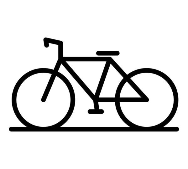 Bisiklet Yassı Ikonu Için Piktogram Çizgi Vuruş Beyaz Arka Planda — Stok Vektör