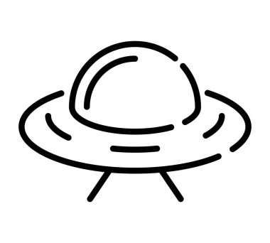 UFO shuttle flat icon. Pictogram for web. Line stroke. Isolated on white background. Outline vector eps10