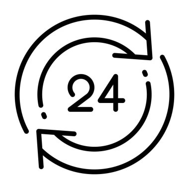 Saat simgesi. Zaman çizelgesi. Ağ için düz sembol. Çizgi vuruş. Beyaz arka planda izole edilmiş. Vektör Eps10