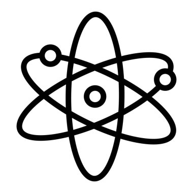 Molekül düz simge. Ağ için piktogram. Çizgi vuruş. Atom sembolü beyaz arkaplanda izole edildi. Vektör Eps10