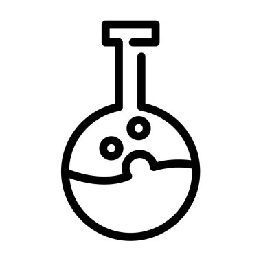 Test tüpü düz simgesi. Ağ için piktogram. Çizgi vuruş. Beyaz arka planda izole edilmiş. Kimya simgeleri vektörü eps10