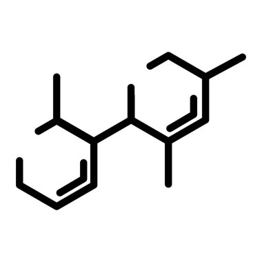 Molekül düz simge. Ağ için piktogram. Çizgi vuruş. Atom sembolü beyaz arkaplanda izole edildi. Vektör Eps10