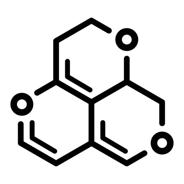 Молекулярная Плоская Икона Пиктограмма Паутины Инсульт Атомный Символ Выделен Белом — стоковый вектор