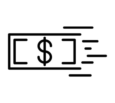 Yığınla para dümdüz simgesi. Ağ için $Pictogram. Çizgi vuruş. Para beyaz arka planda izole edilmiş. Vektör Eps10