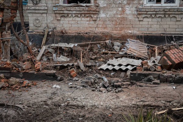 Mar 24, 2022: road, neighborhood, houses, rocket, grad, fire, bomb, destroyed, shooting,