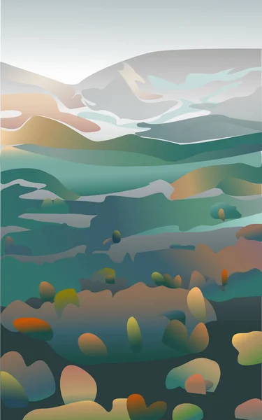 Διανυσματική Εικόνα Ορεινό Τοπίο Όμορφο Πυκνό Φθινοπωρινό Δάσος — Διανυσματικό Αρχείο