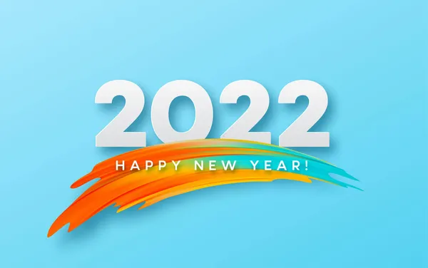 Calendário cabeçalho 2022 número em colorido cor abstrata pinceladas fundo pinceladas. Feliz ano novo 2022 fundo colorido. Ilustração vetorial —  Vetores de Stock