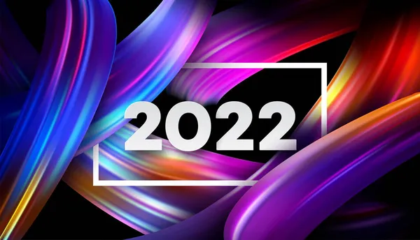 Calendário cabeçalho 2022 número em colorido cor abstrata pinceladas fundo pinceladas. Feliz ano novo 2022 fundo colorido. Ilustração vetorial —  Vetores de Stock