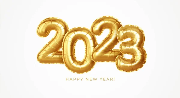 2023 Realistic Gold Foil Balloons Happy New Year 2023 Greeting Gráficos vectoriales