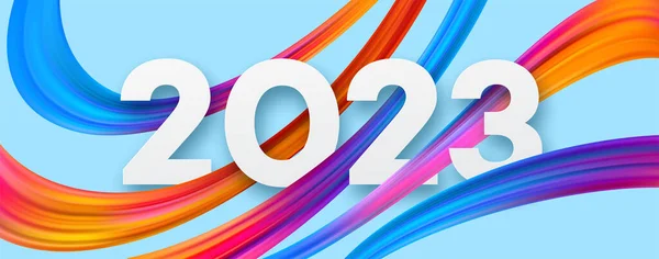 Happy New Year Christmas 2023 2023 Typography Background Bright Colored Vectores de stock libres de derechos