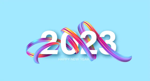 Happy New Year Christmas 2023 2023 Typography Background Bright Colored Vector de stock