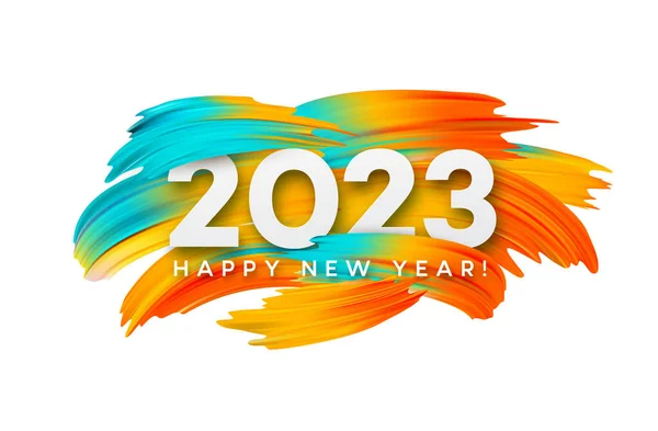 Happy New Year Christmas 2023 2023 Typography Background Bright Colored Illustration De Stock