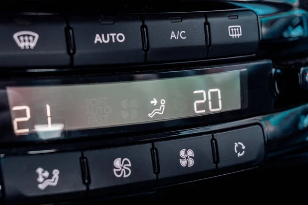 Close Detail Buttons Screen Car Climate Control Set Degrees — Stock Photo, Image