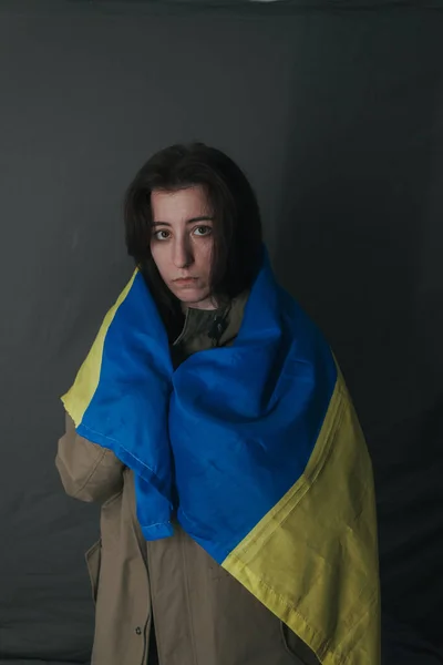 Ukrajinská Smutná Žena Připravena Boji — Stock fotografie