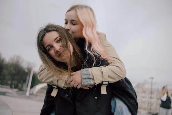 Lgbt Lesbisch Paar Liefde Momenten Geluk Concept — Stockfoto