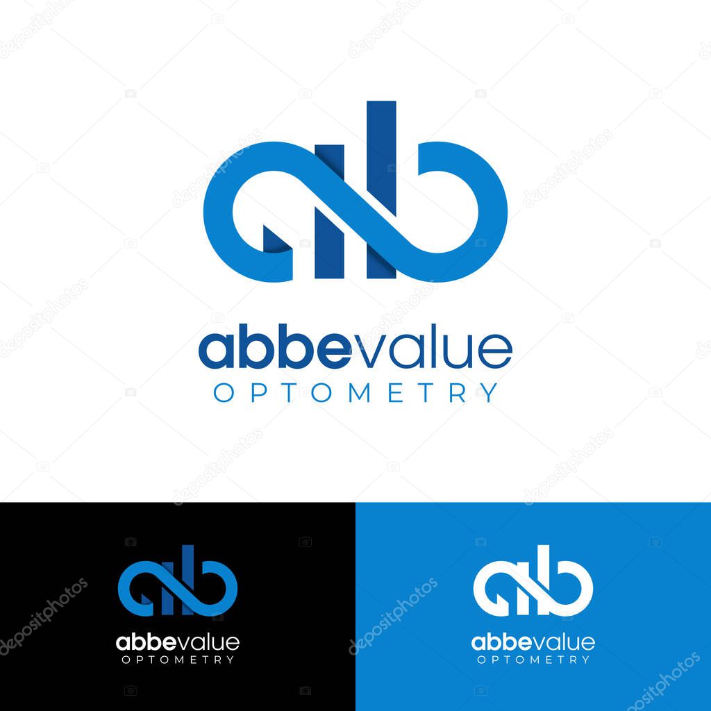 Abbe value optometry logo, creative idea letter a and b with chart table vector