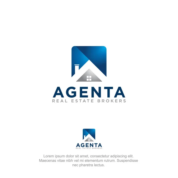 Agenta Corretores Imobiliários Logotipo Construção Geometria Vetor Home Espaço Negativo —  Vetores de Stock