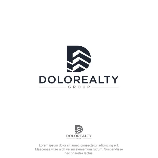 Dolorealty Group Logo Initial Building Shadow Vector — Stockvektor