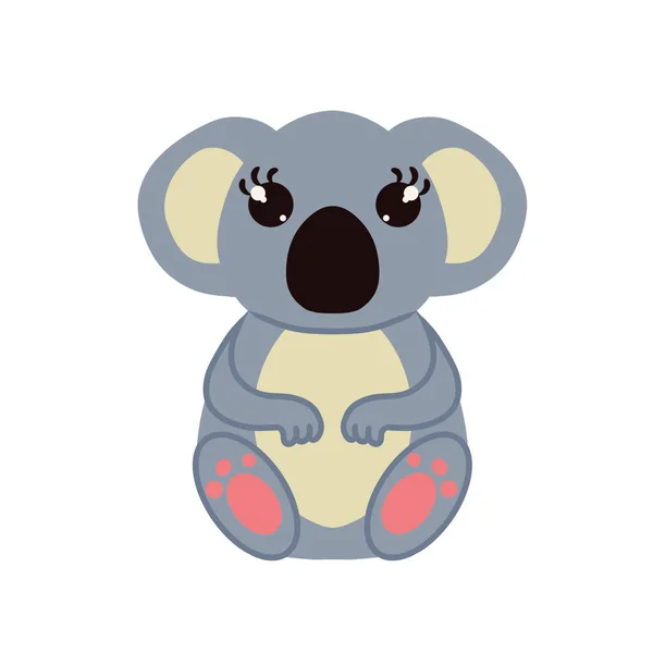 Adorable Koala Sentado Sobre Fondo Blanco Ilustración Vectorial Elemento Diseño — Vector de stock