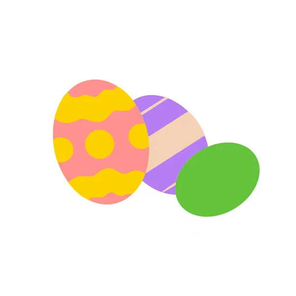 Huevos Pascua Multicolores Rosa Con Adorno Amarillo Púrpura Con Huevo — Vector de stock