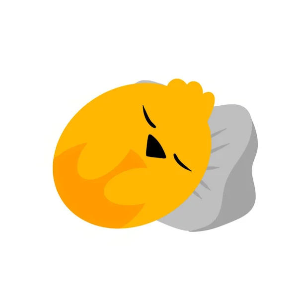 Cute Yellow Chick Sleeps Pillow Cartoon Chicken Vector Illustration Isolated — Stock Vector