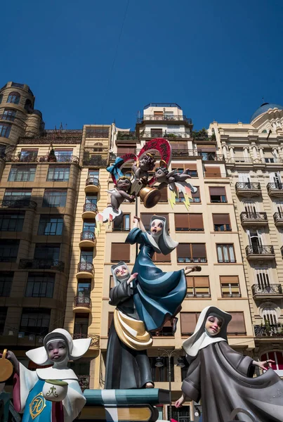 Valencia Spain September 2021 Happy Comic Figurines Flying Nuns Angels — Stock Photo, Image