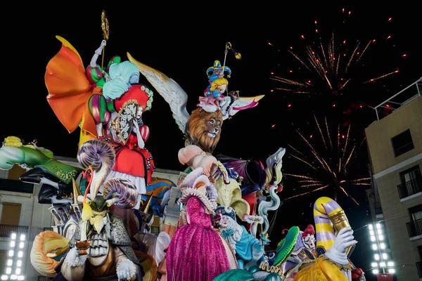 Valencia Spain September 2021 Fireworks Fallas Sculpture Years Winning Work Royalty Free Stock Images