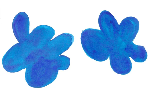 Pinceladas Aquarela Azul Diferentes Formas Manchas Abstratas Tinta Aquarela Pode — Fotografia de Stock