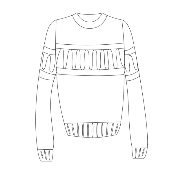 スウェットシャツの輪郭ベクトルイラスト 衣類を設計するための技術的な図面 不要な詳細なしで冬の居心地の良いジャンパー ファッション業界 カタログ 衣料品店に適しています — ストックベクタ