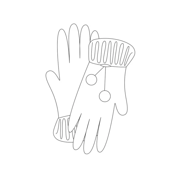 Une Paire Gants Pour Femmes Avec Pompon Illustration Vectorielle Convient — Image vectorielle