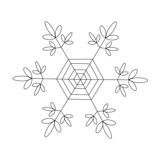 Contour Vector Illustration Openwork Snowflake Uma Imagem Simples Adequada Para — Vetor de Stock