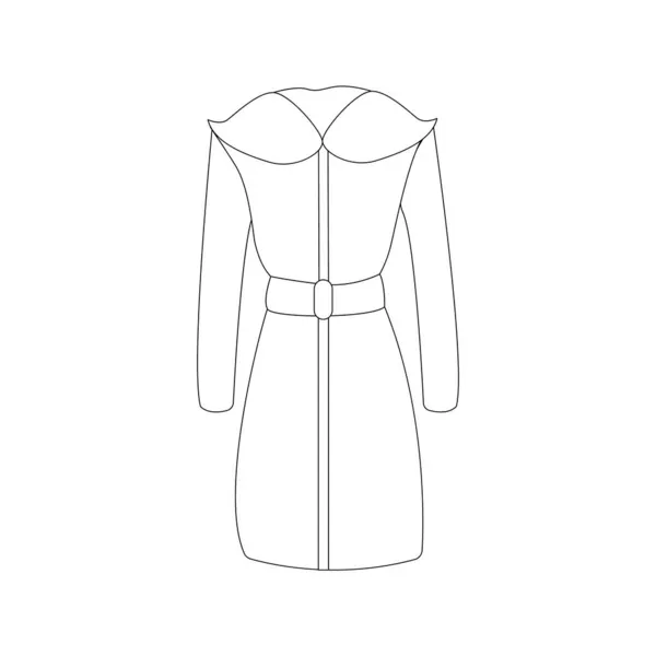 レインコートやコートのベクトルアウトラインイラスト 着色ページ ファッション業界 カタログ 衣料品店のウェブサイトや技術的な図面として適しています — ストックベクタ