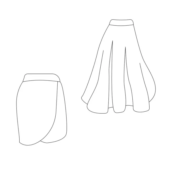 Technical Drawing Skirts Short Long Vector Outline Illustration Suitable Use — Stock Vector
