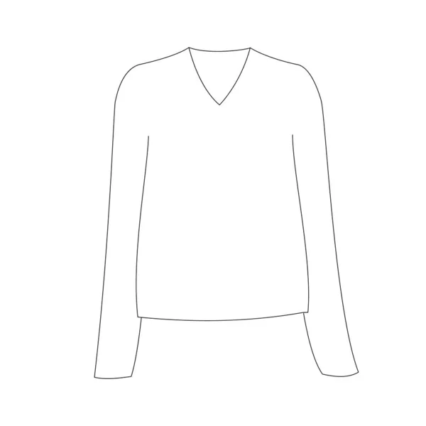 Kontúrvektor Illusztráció Egy Pulóverről Technikai Rajz Ruhatervezéshez Téli Hangulatos Jumper — Stock Vector