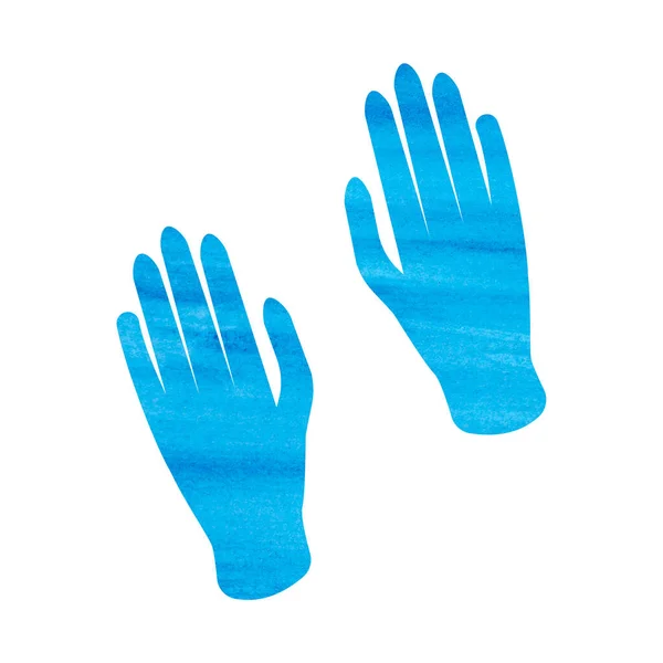 Blaue Handschuhe Aquarell Illustration Medizinischer Handschuhe Geeignet Für Den Einsatz — Stockfoto