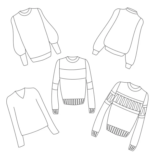 Kuschelige Pullover Für Den Winter Vector Outline Image Eignet Sich — Stockvektor