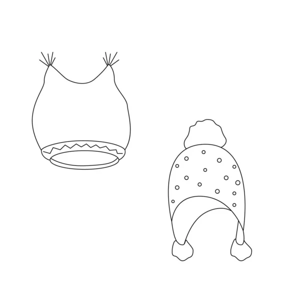 Estilo Interesante Los Sombreros Invernales Ilustración Del Esquema Vectorial Adecuado — Vector de stock