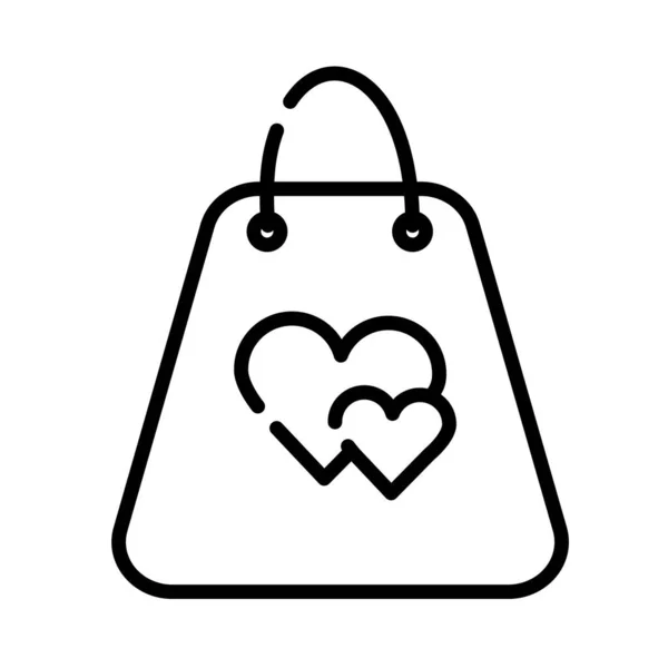 描绘购物袋或有心脏的购物袋的图标 单行向量图解 适用于设计网站 社交网络 小册子 促销资料 折扣和横幅 — 图库矢量图片