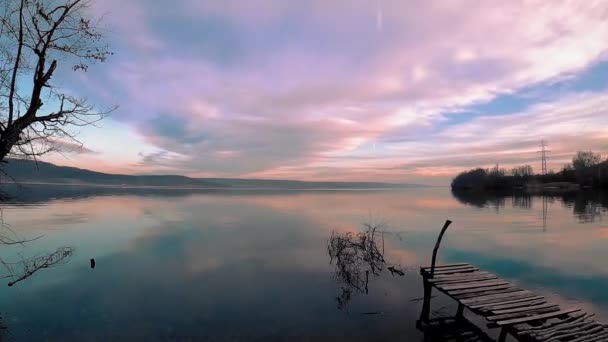 Incrível Lapso Tempo Lago Durante Pôr Sol — Vídeo de Stock