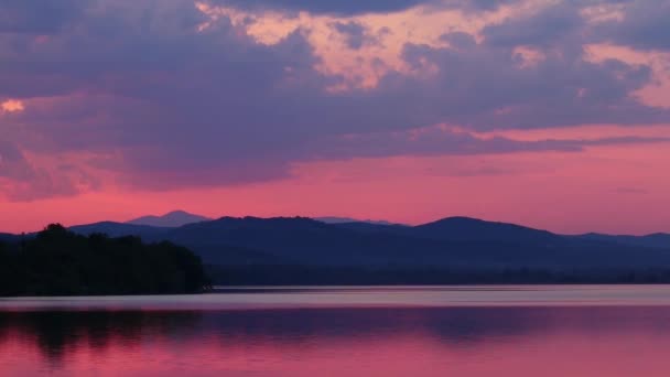 Paisagem Incrível Pôr Sol Lago — Vídeo de Stock