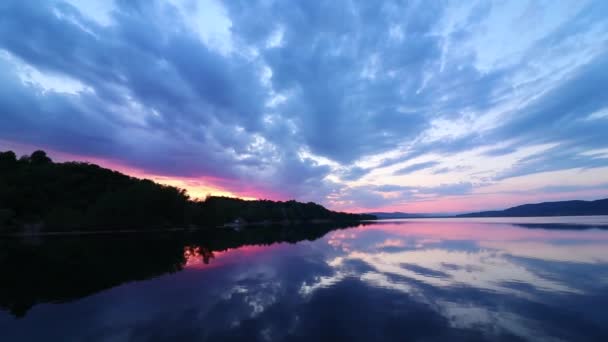 Paisagem Incrível Pôr Sol Lago — Vídeo de Stock