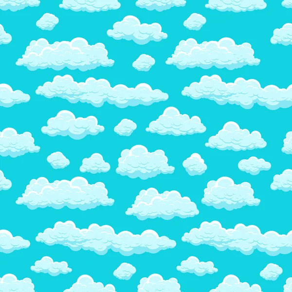 Nuages Dessins Animés Isolés Sur Fond Bleu Cumulus Tourbillon Moelleux — Image vectorielle
