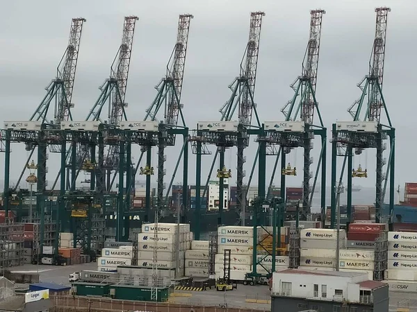 Vinç ve liman içinde kapsayıcılar