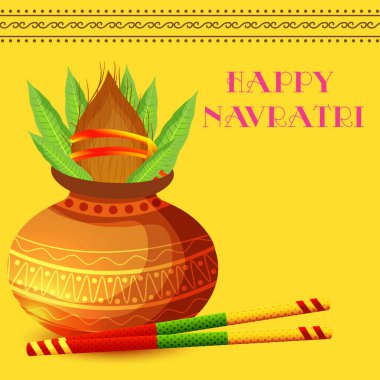 Hint Festivali, Navratri Kutlamasının Vektör İllüstrasyonu.