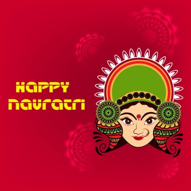 Hint Festivali, Navratri Kutlamasının Vektör İllüstrasyonu.