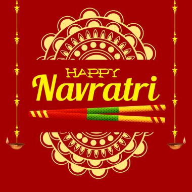 Hint Festivali, Navratri Kutlamasının Vektör İllüstrasyonu.