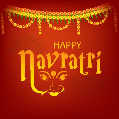 Hint Festivali, Navratri Kutlamasının Vektör İllüstrasyonu.